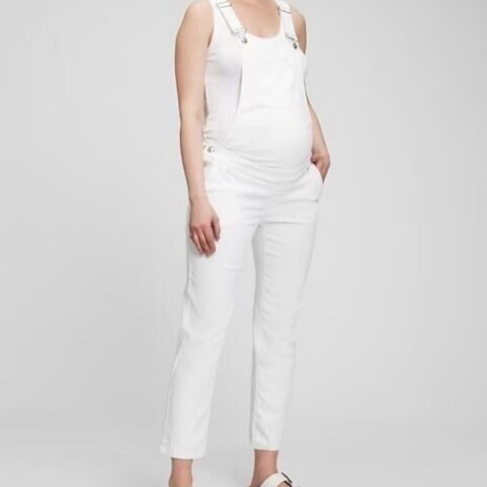 Gap white maternity overalls